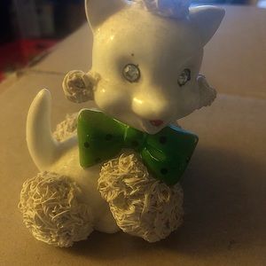 RARE Spaghetti CAT with green bow tie and jeweled eyes —-retro